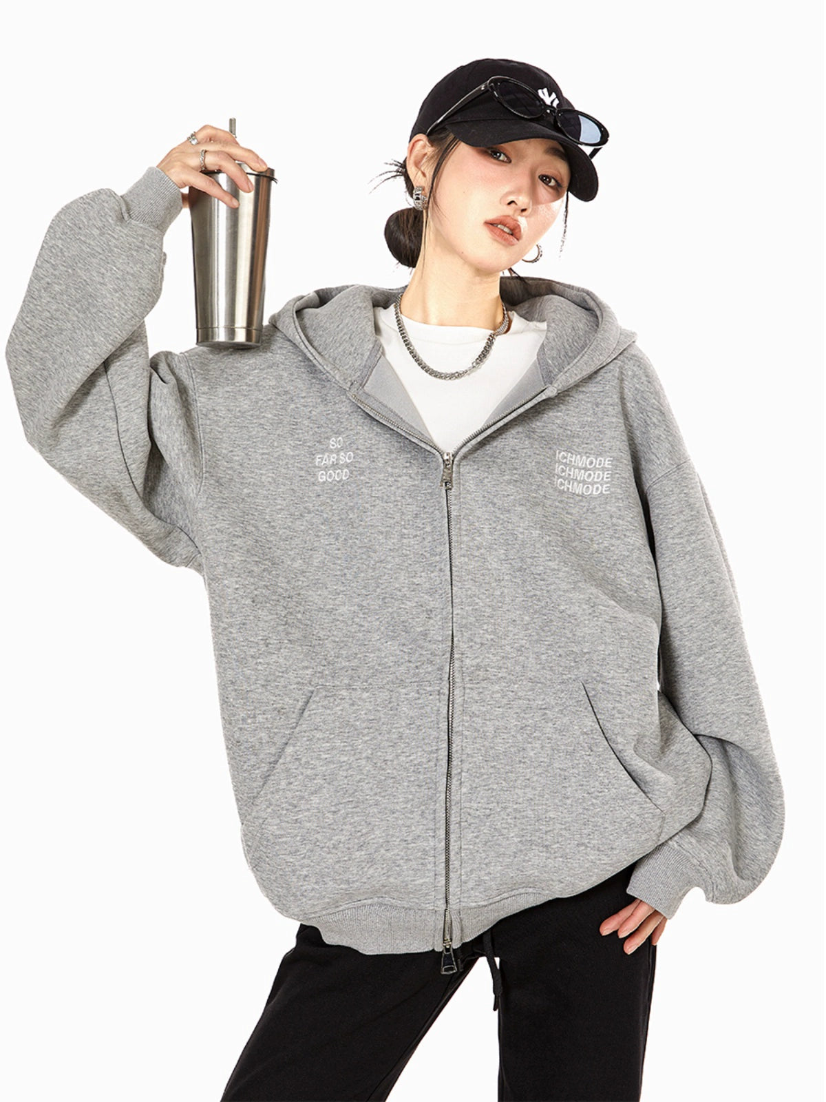 Oversize Simple Zipper Hoodie NA2313