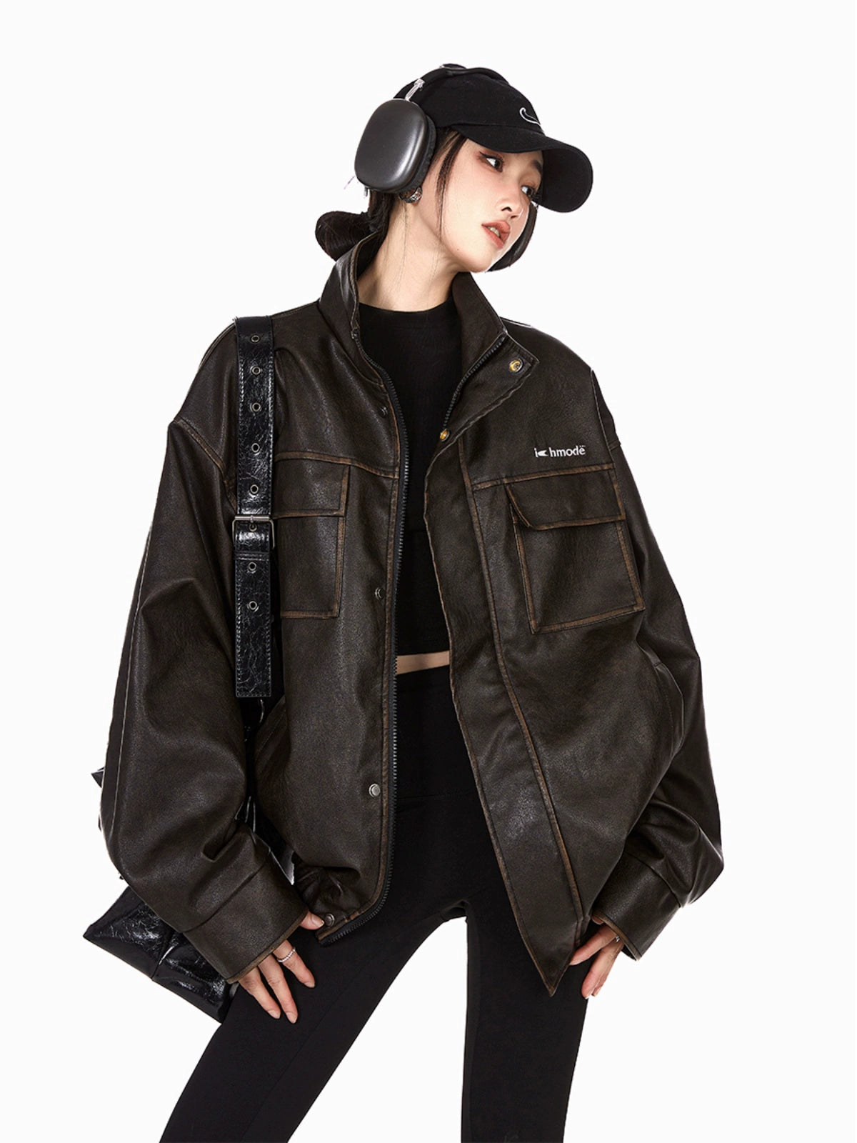 Retro Style Stand Neck PU Leather Jacket NA2274